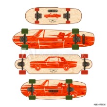 Image de Print with image of retro car Design for longboard and skateboard